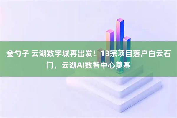 金勺子 云湖数字城再出发!13宗项目落户白云石门,云湖AI数智中心奠基
