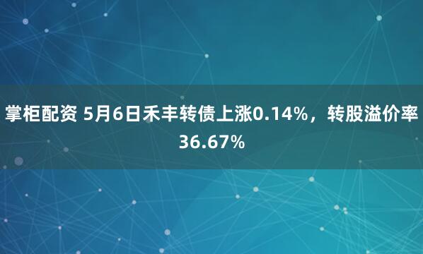 掌柜配资 5月6日禾丰转债上涨0.14%，转股溢价率36.67%